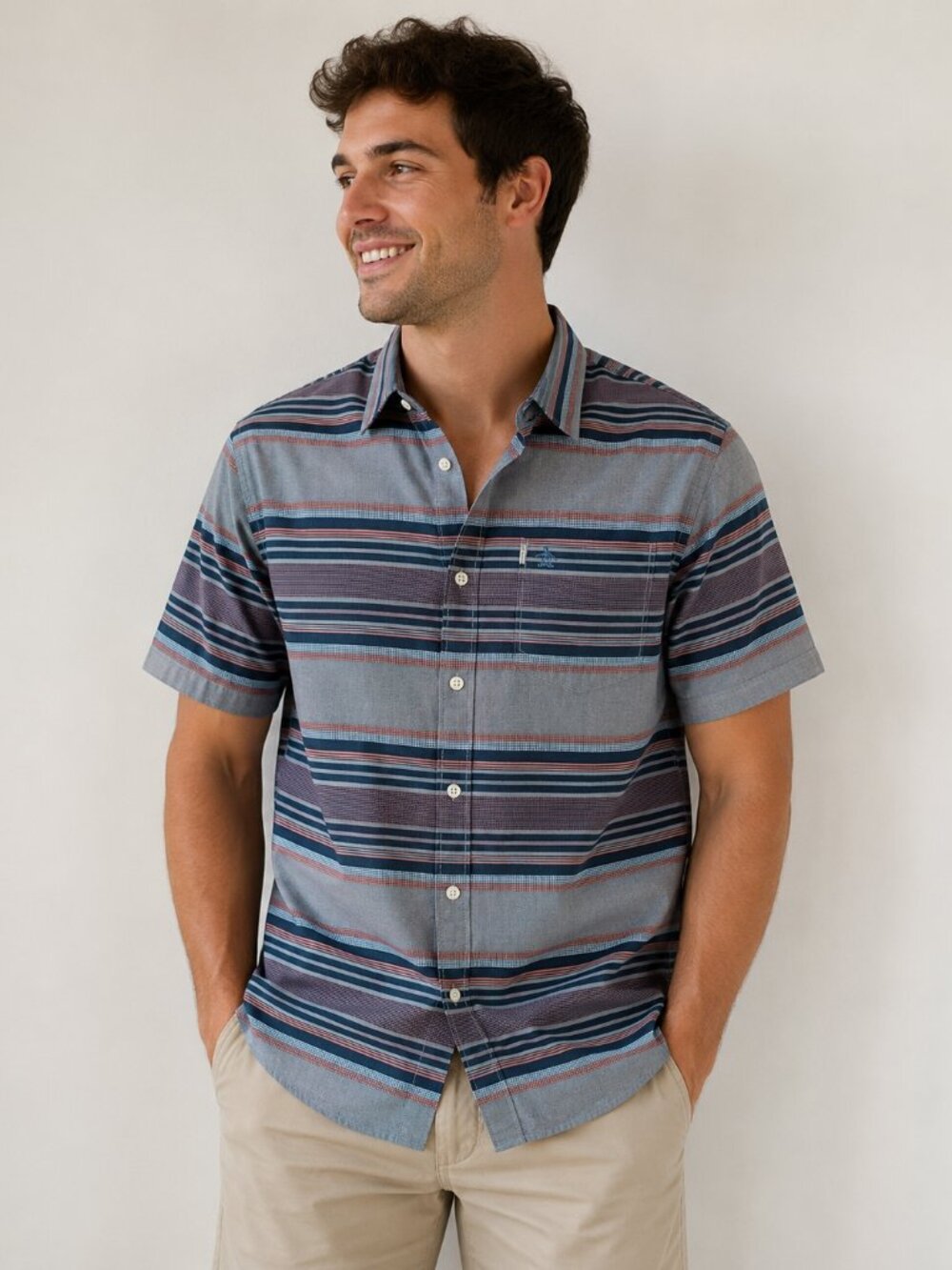 Original Penguin Munsingwear Heritage Slim Fit Striped Button Shirt XL
